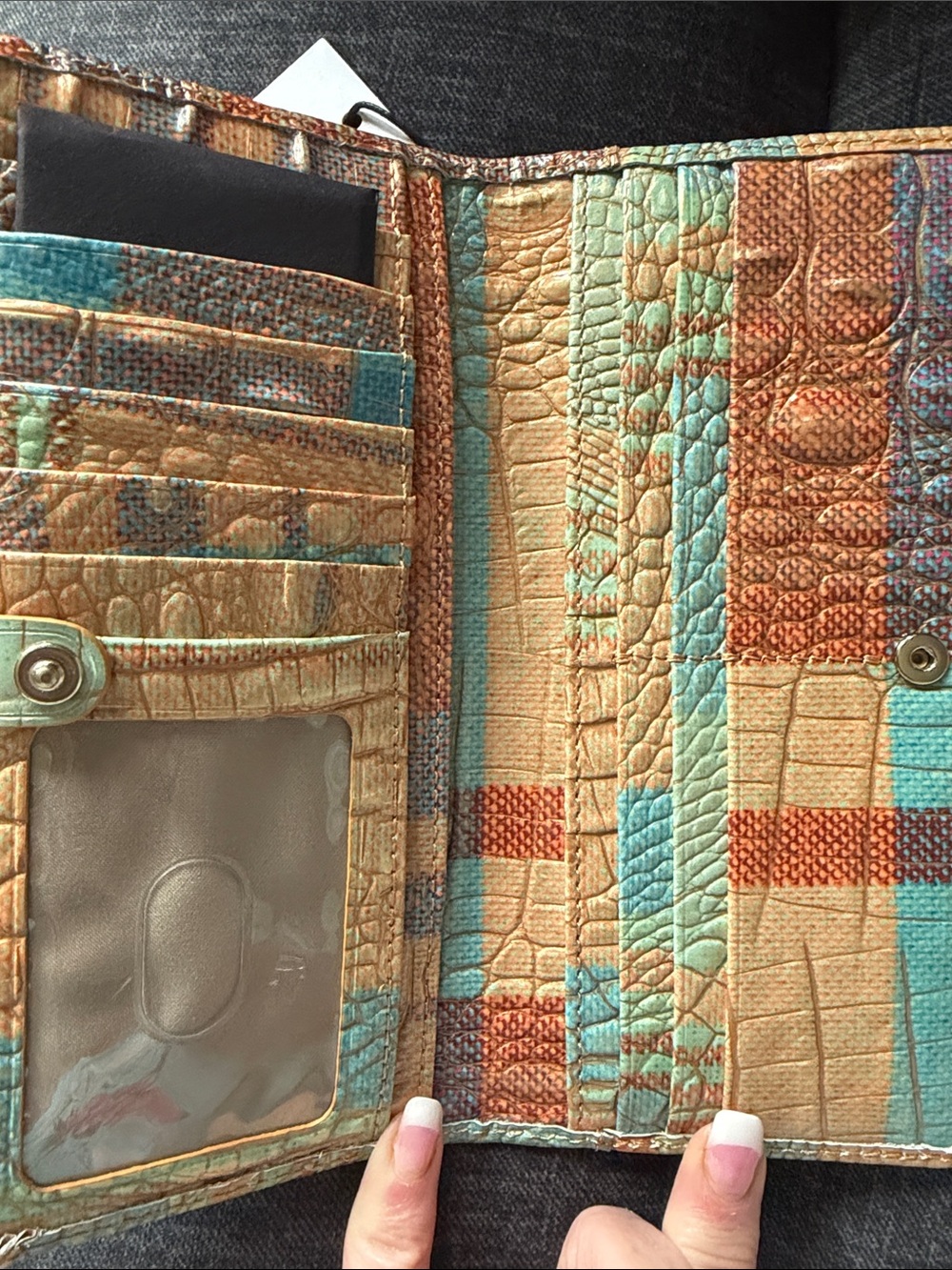 Brahmin Multicolor Textured Leather Clutch - Pink, Blue, Gold, Green - Picture 4 of 6